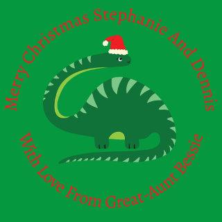 Personalized Green Brontosaurus Christmas Dinosaur