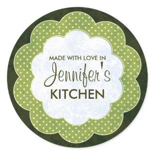 Personalized Green Floral Dot Canning Stickers