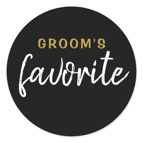 Personalized Groom's Favorite Sticker Black Gold