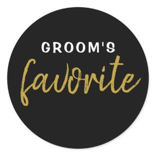Personalized Groom's Favorite Sticker Black Gold