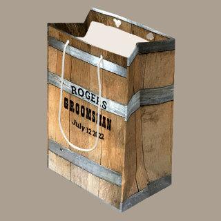 Personalized Groomsman Whiskey Barrel Medium Gift Bag