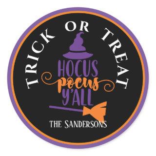 Personalized, Halloween Trick or Treat Hocus Pocus Classic Round Sticker