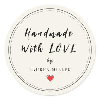 Personalized Handmade with love  Classic Round Sticker