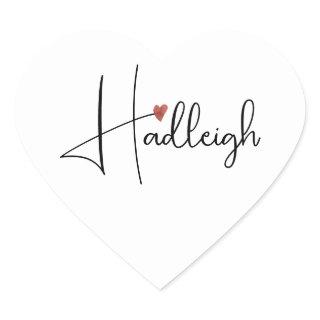 Personalized Handwritten Script Name  Heart Sticker