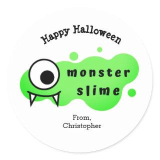 Personalized Happy Halloween Monster Slime Classic Round Sticker