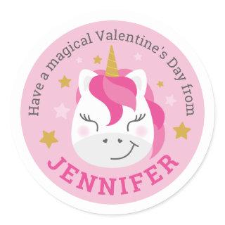 Personalized Happy Valentine's Day Unicorn Sticker