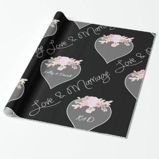 Personalized Hearts and Flowers Chalkboard Wedding