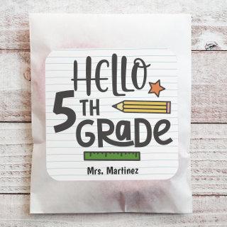 Personalized Hello 5th Grade Square Sticker