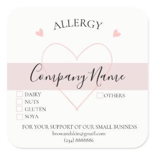 Personalized Homemade ALLERGY  Label