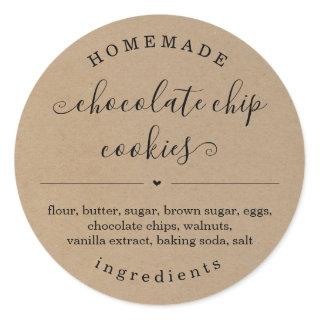 Personalized Homemade Food Kraft Background Classic Round Sticker