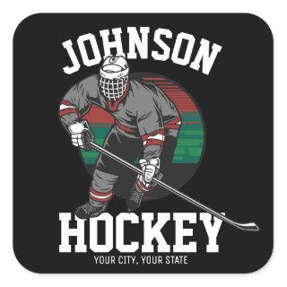 Personalized Ice Hockey Player Team Athlete Name Square Sticker