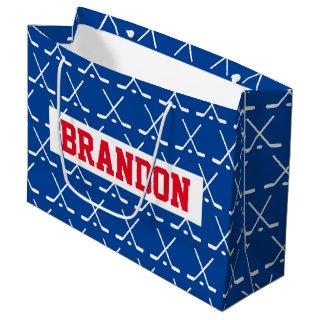 Personalized ice hockey sticks pattern gift bag