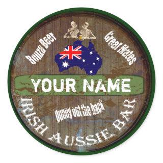 Personalized Irish Australian  pub sign Classic Round Sticker