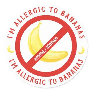 Personalized Kids Banana Allergy Alert Classic Round Sticker