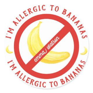 Personalized Kids Banana Allergy Alert Classic Round Sticker