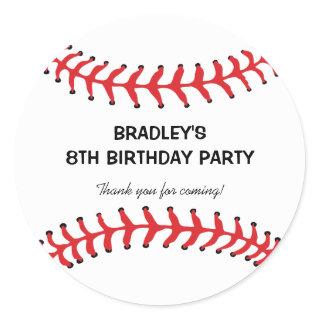 Personalized Kids Baseball Birthday Classic Round Sticker