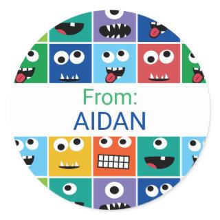 Personalized Kids Monster Party Custom Thank You Classic Round Sticker