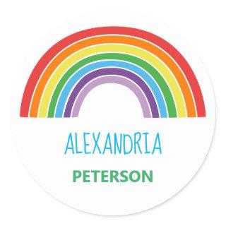 Personalized Kids Rainbow Colorful Classic Round Sticker