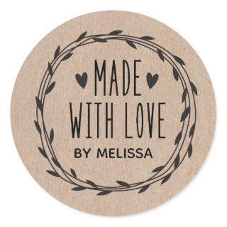 Personalized Kraft Made With Love Classic Round Sticker