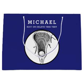 Personalized Lacrosse Blue Large Gift Bag