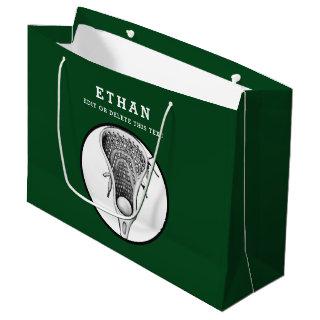 Personalized Lacrosse Green Large Gift Bag