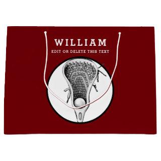 Personalized Lacrosse Maroon Large Gift Bag