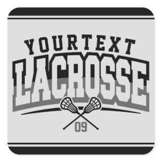 Personalized Lacrosse Player ADD NAME Team Number Square Sticker