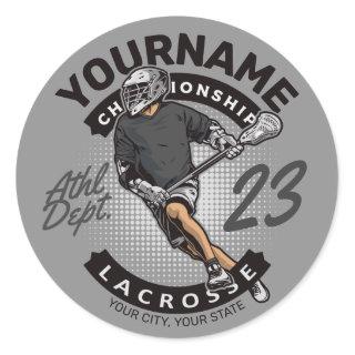 Personalized Lacrosse Player Sports Team Attack  Classic Round Sticker