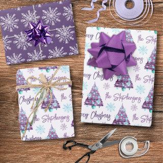 Personalized Lavender Merry Christmas Tree Script  Sheets