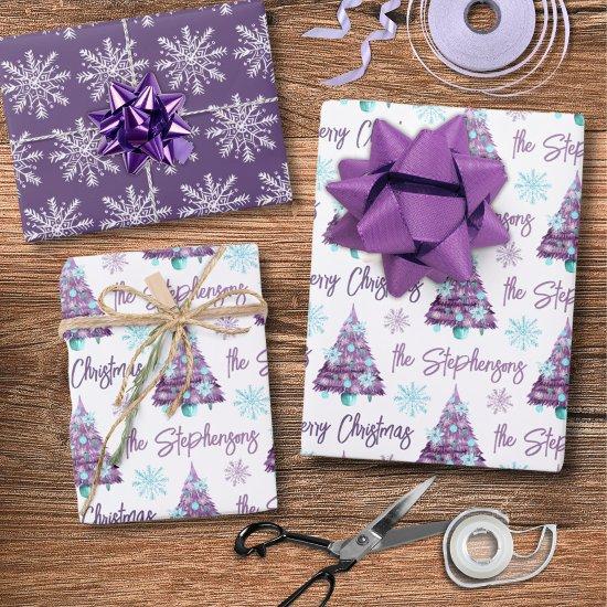 Personalized Lavender Merry Christmas Tree Script  Sheets