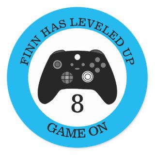 Personalized Level Up Gaming Themed Birthday Classic Round Sticker