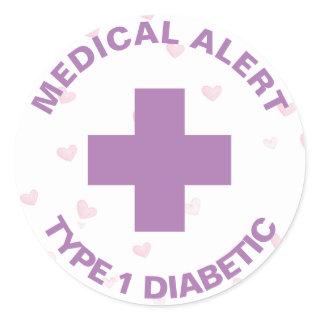 Personalized Medical Alert Insulin Diabetic Cute Classic Round Sticker