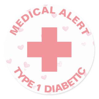 Personalized Medical Alert Insulin Diabetic Cute Classic Round Sticker