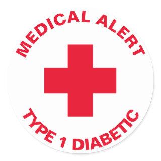 Personalized Medical Alert Insulin Diabetic Red Classic Round Sticker