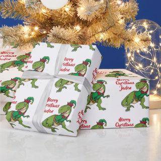 Personalized Merry Christmas Dinosaur Santa Hat
