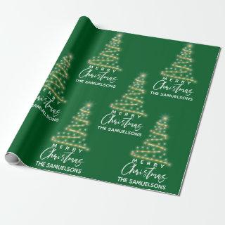 Personalized Merry Christmas Gold Tree Green