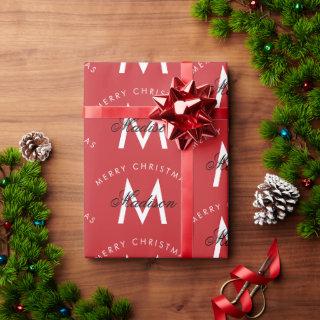 Personalized Merry Christmas Red Monogram