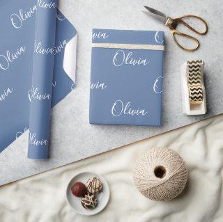 Personalized Modern Blue Script Name Wrapping