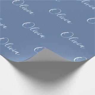 Personalized Modern Blue Script Name Wrapping