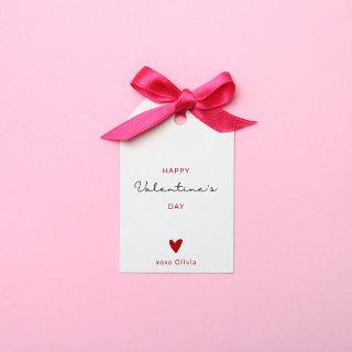 Personalized modern  red and white valentines DAY  Gift Tags