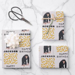 Personalized Monkey Chimpanzee & Banana Birthday  Sheets