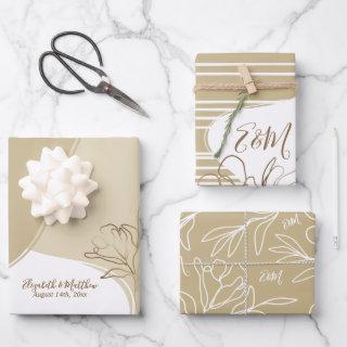 Personalized Monogram Abstract Floral Wedding Wrap  Sheets