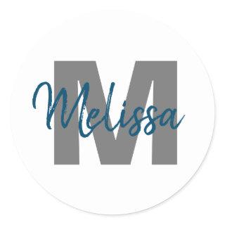 Personalized Monogram Classic Round Sticker