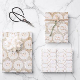 Personalized Monogram White and Gold Granite  Sheets
