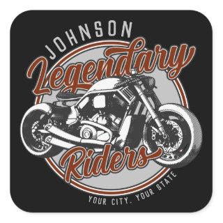 Personalized Motorcycle Legendary Rider Biker NAME Square Sticker