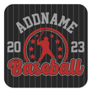 Personalized NAME Baseball Team Player Game Square Sticker