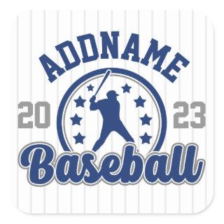Personalized NAME Baseball Team Player Game Square Sticker