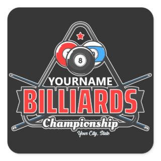 Personalized NAME Billiards 8 Ball Pool Cue Rack  Square Sticker