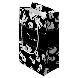 Personalized name black karate pattern small gift bag