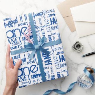 Personalized Name Blue Typography Word Cloud
